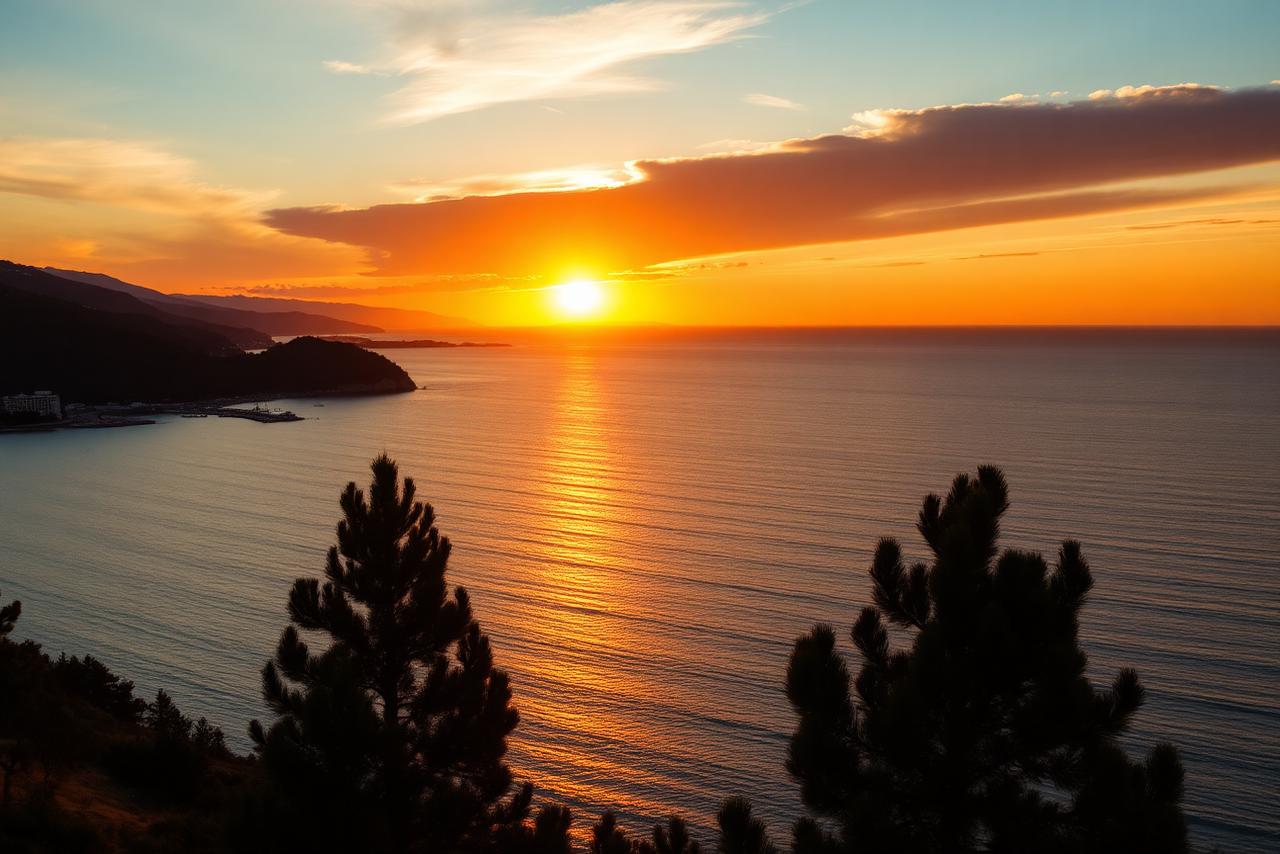 Golden sunset over the Zvernec bay
